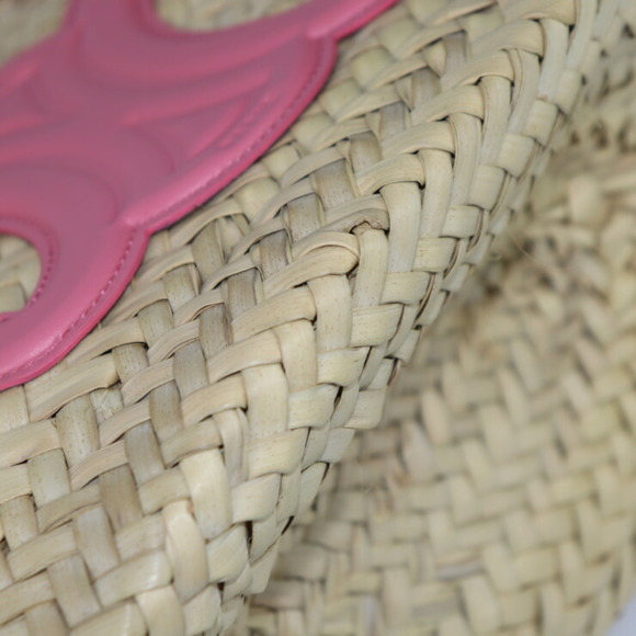 CELINE Teen Triomphe Classic Panier Handbag 194002CML Raffia Calf Leather Natura - Picture 6 of 10